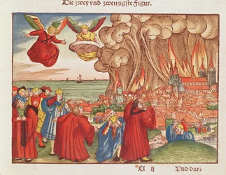 Ilmestyskirja 18: Babylon palaa, 1. painos, Lutherin Raamatusta, noin 1530